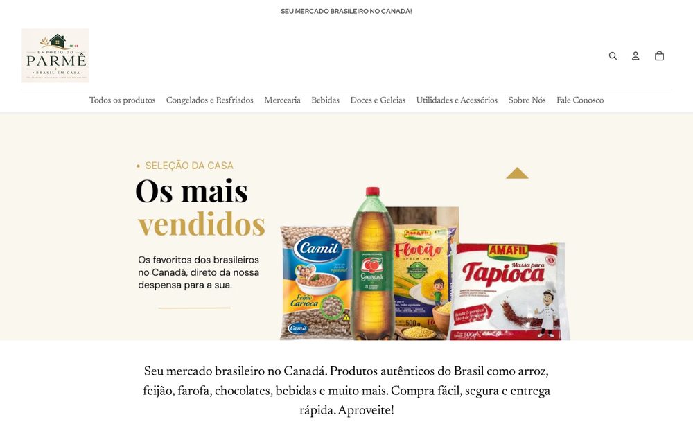 Capa do site Empório do Parmê